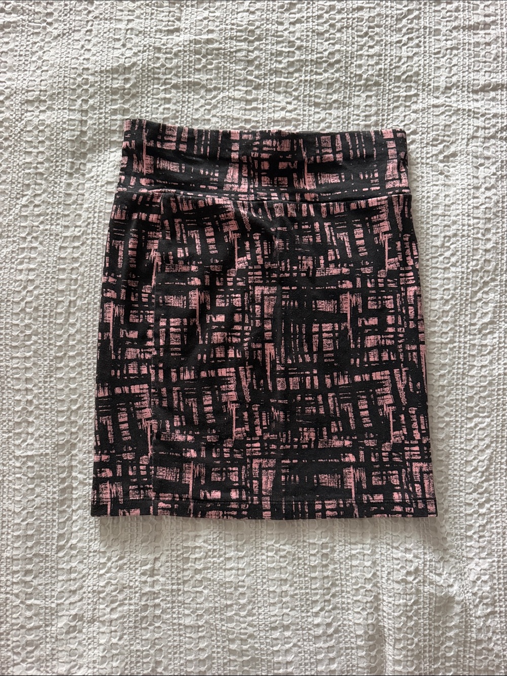 Forever 21 Black and Pink Abstract Grid Pencil Skirt